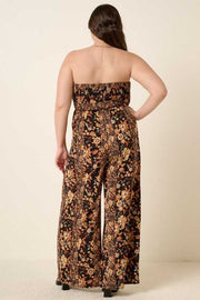 SALE!! LD-Z or 46 {Luxe Standard} Brown Floral Smocked Romper PLUS SIZE XL 1X 2X