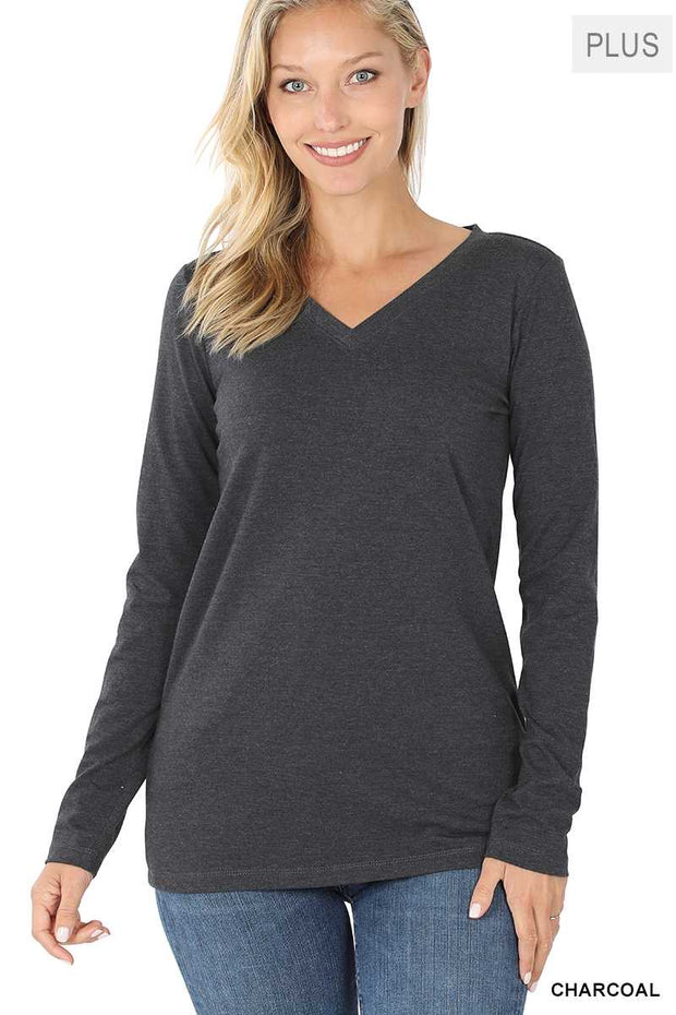 88 SLS-I {Keeping It Together} Charcoal V-Neck Top PLUS SIZE 1X 2X 3X