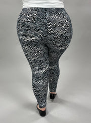 LEG-Z {Zigzagging Away} Black Zigzag Print Leggings  EXTENDED PLUS SIZE 3X/5X