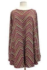 26 PLS {A Lot To Learn} Plum/Multi-Color Zig Zag Print Top EXTENDED PLUS SIZE 3X 4X 5X