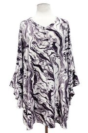 SALE!! 93 PQ {Keep My Interest} Dark Purple Marbled Print Top EXTENDED PLUS SIZE 4X 5X 6X