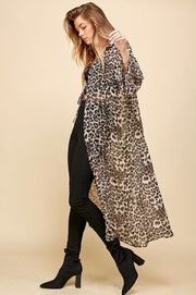 SALE!! LD-C {Chic Edge} Leopard Print Long Kimono PLUS SIZE XL 2X 3X