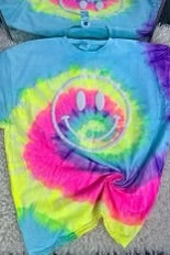 SALE!! 33 GT {Smiley In Color} Multi-Color Tie Dye Smiley Graphic Tee PLUS SIZE 3X