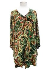 SALE!! 66 PQ {Beyond Compare} Green Paisley V-Neck Tunic EXTENDED PLUS SIZE 3X 4X 5X