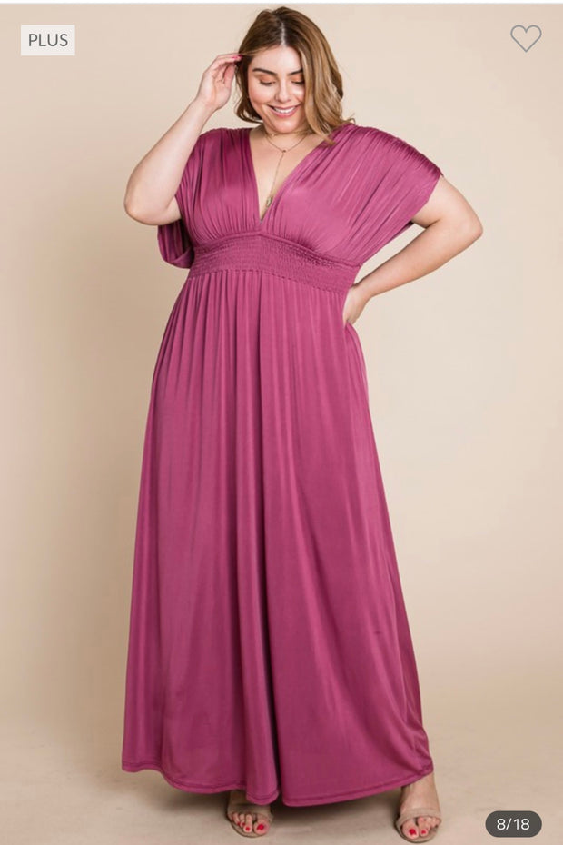 SALE!! LD-Z& X {The Only Choice} Mauve Smocked Maxi Dress PLUS SIZE 1X 2X 3X