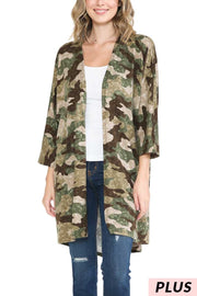 SALE!!  21 OT-X {Hide From Me} Olive Moss Camo Print Cardigan  PLUS SIZE XL 2X 3X