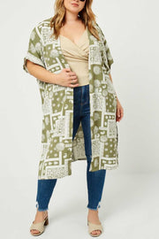 53 OT-D {County Line}  Olive Multi Print Cardigan SALE!! PLUS SIZE XL 2X 3X