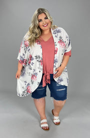 84 OT-A {Pretty Pleased} Ivory Floral Cardigan PLUS SIZES XL 2X 3X