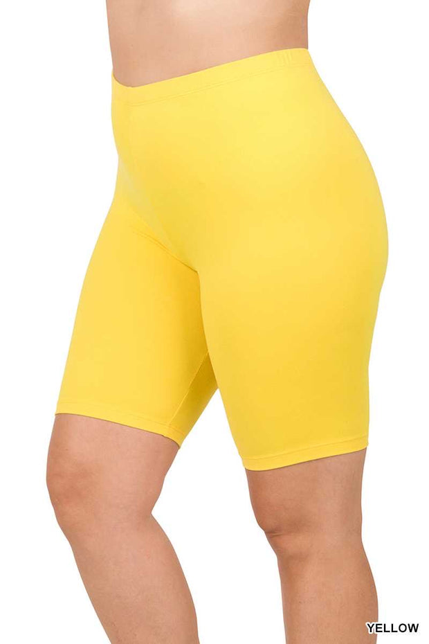 LEG-79 {Adventure Unlimited} Yellow Biker Shorts  PLUS SIZE 1X 2X 3X