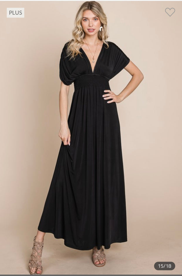 SALE!! LD-Z & U {The Only Choice} Black Smocked Maxi Dress PLUS SIZE 1X 2X 3X