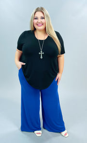 56 SSS-G [Behold Midnight} Solid Black V-Neck Tunic PLUS SIZE XL 2X 3X