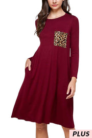 SALE! 24 CP-T {Wish You Would} Burgundy Leopard Detail Dress PLUS SIZE XL 2X 3X