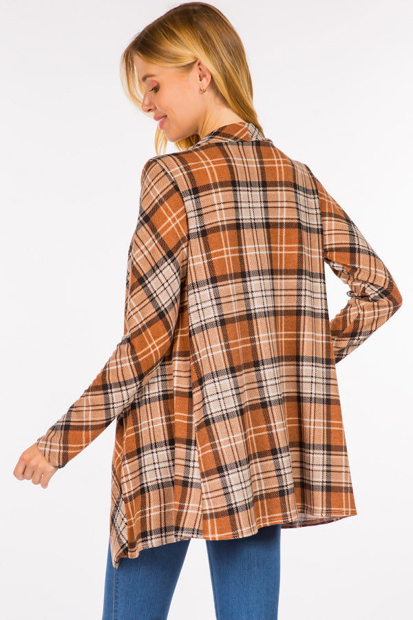 58 OT-P {Lead You Through} Camel Plaid Cardigan PLUS  SIZE 1X 2X 3X Shacket