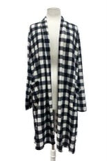 54 OT-G {Need You Always} Ivory/Black Check Print Cardigan  PLUS SIZE 1X 2X 3X 4X 5X