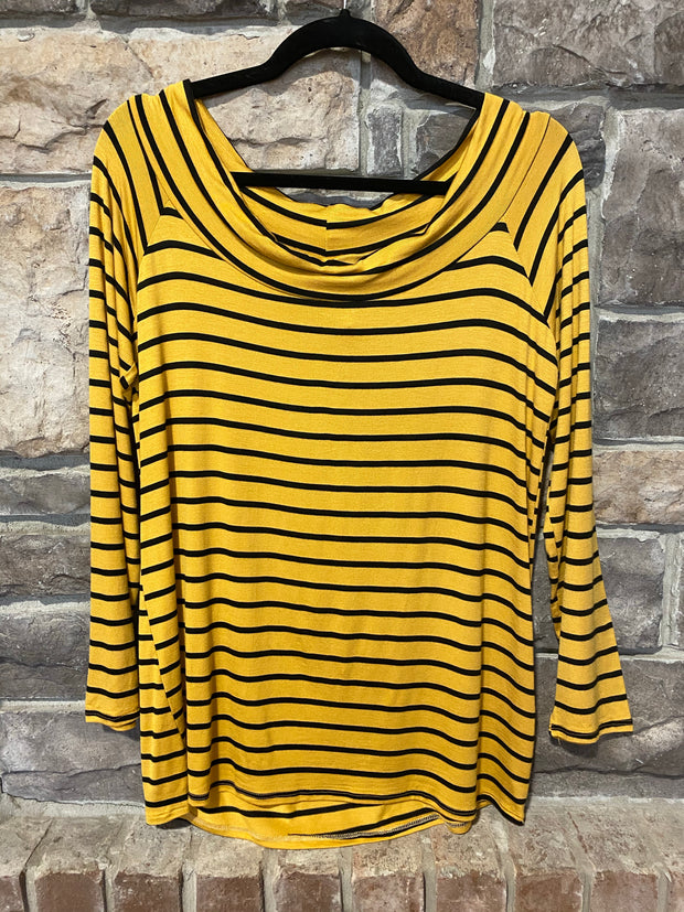 SALE!! PLS-H Mustard/Black Striped Wide Neck SALE!!