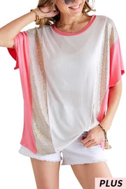 SALE!! 33 CP-N {Time To Stand Out} Pink/Ivory/Silver Top PLUS SIZE XL 2X 3X