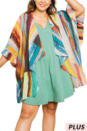 SALE!! 71 OT-B {Striped Fun} UMGEE Multi-Color Kimono Plus Size XL 1XL 2XL