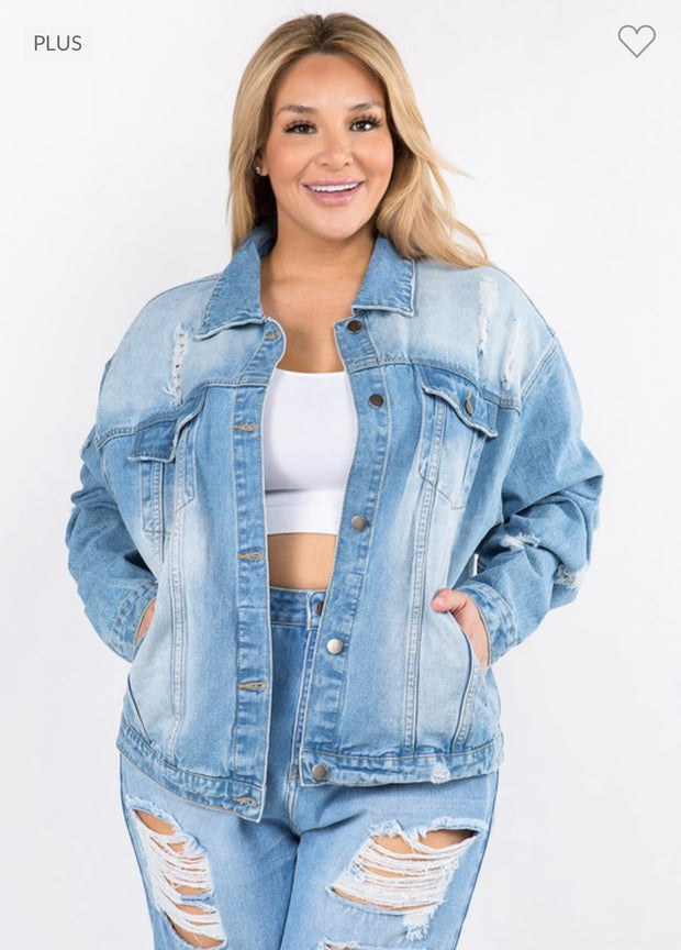 SALE!! 25 OT-C {Hollywood Jean} Distressed Denim Jacket PLUS SIZE 1X 2X 3X