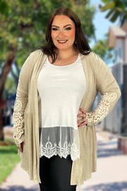 14 OT-U {Tour The Town} Oatmeal Babydoll Cardigan PLUS SIZE XL 2X 3X