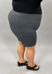 SALE!! Leg-82 {Smooth Rider} Charcoal Biker Short W/Pockets