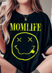 77 GT-T {Mom Life} Black/Neon Yellow Print Graphic Tee PLUS SIZE XL 2X 3X