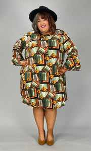 SALE!! 79 PQ-A {Diamonds Floating} Olive/Rust Print Dress SALE!!!  EXTENDED PLUS SIZE 3X 4X 5X