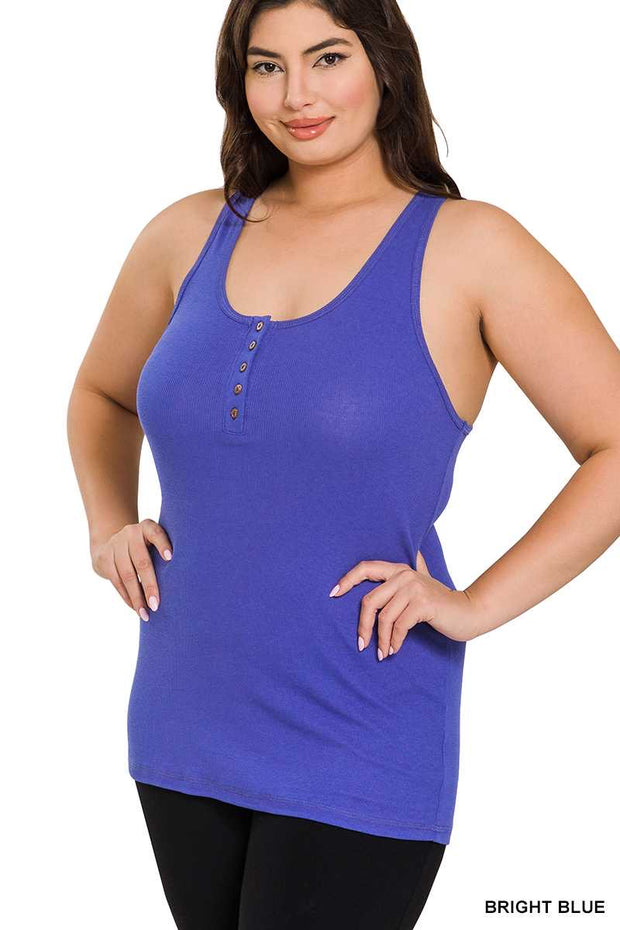 SALE!! TANK {Savvy Chic} Bright Blue Ribbed Racerback Tank PLUS SIZE 1X 2X 3X