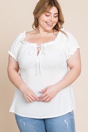 62 SSS-B {Gypsy Sensation} Ivory Babydoll Top PLUS SIZE 1X 2X 3X