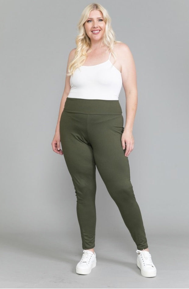 SALE!! BT-99 {Smarty Pants} OLIVE Leggings W/Pocket PLUS SIZE 1X 2X 3X