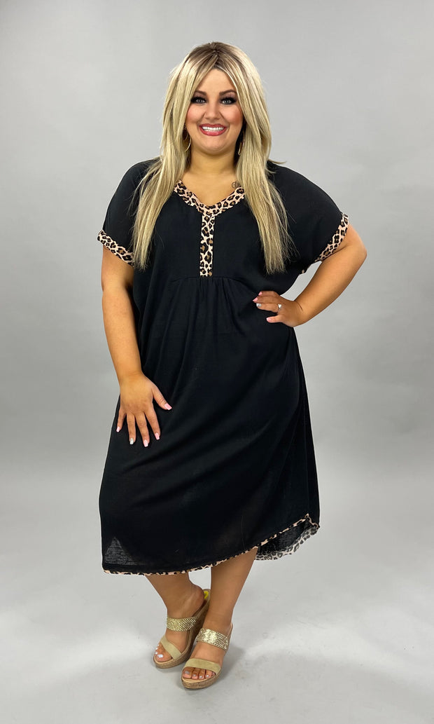 SALE!! 32 CP-D {Going The Distance} Umgee Black Leopard Print Dress PLUS SIZE XL 1X 2X