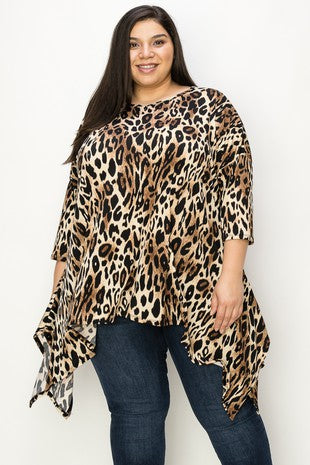 24 PQ {Pressed For Time} Brown Leopard Print Top EXTENDED PLUS SIZE XL 2X 3X 4X 5X