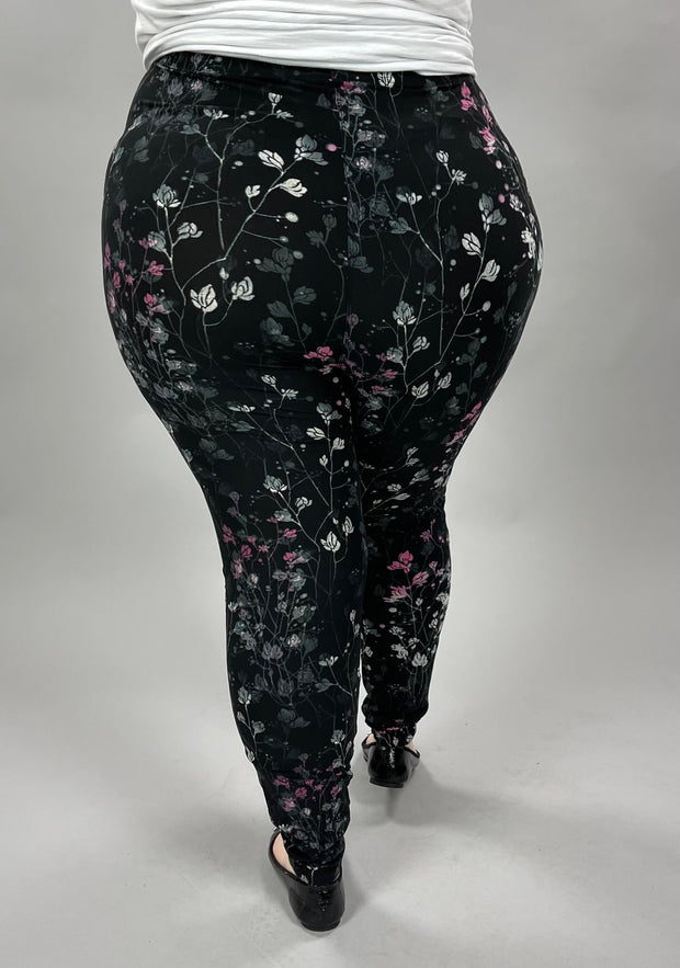 SALE!! BT {Muted Floral} Black Floral Leggings EXTENDED PLUS SIZE 3X/5X