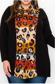 32 HD-B {Admiration} Black/Rust Animal Print Hoodie CURVY BRAND!! EXTENDED PLUS SIZE 4X 5X 6X