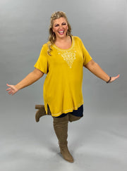 88 SD-B {Fade Into Fall} MUSTARD Top W/Detail PLUS SIZE 1X 2X 3X