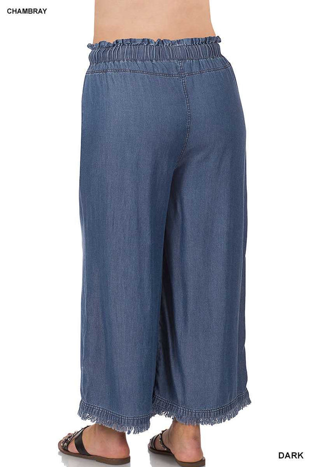 SALE!! BT-H {Uniquely You} Dk Blue Wide Leg Crop Pants PLUS SIZE 1X 2X 3X