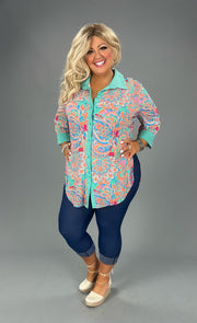 SALE!! 96 OT-A {The Way We Roll} Multi-Color Paisley Slit Side Top PLUS SIZE 1X 2X 3X