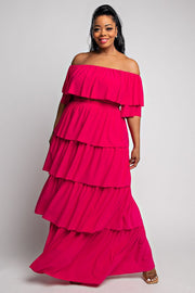 99 SET [Pure Elegance} FUCHSIA 2 Piece Ruffle Skirt Set PLUS SIZE 1X 2X 3X