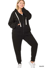 52 SET-V {Come Home} Black Jogger Set w/Hood PLUS SIZE 1X 2X 3X