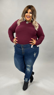 SALE!! 56 SLS-B {Admiring Style} Burgundy High Neck Top PLUS SIZE 1X 2X 3X