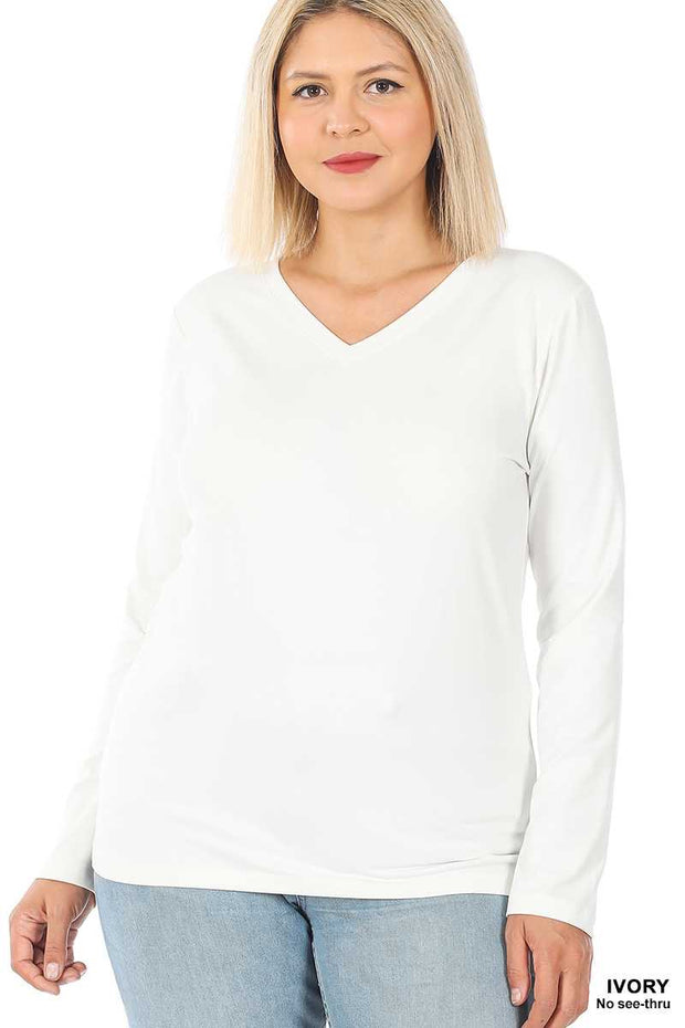 60 SLS-B {Keep You Happy} Ivory V-Neck Top PLUS SIZE 1X 2X 3X