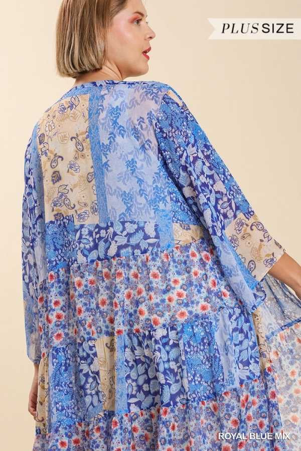 SALE!! LD-V {Delicate Delivery} Umgee Royal Blue Print Duster PLUS SIZE XL 1X 2X