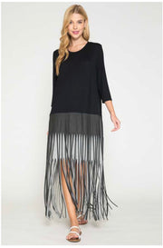 SALE!! LD-X {Evening Plans} Black/Gray Dress W/Fringe PLUS SIZE 1X 2X 3X