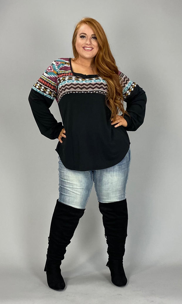 SALE!! 56 CP-H {Western Charm} Magenta/Black Tribal Print Top SALE!! PLUS SIZE 1X 2X 3X