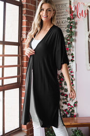 33 OT {Simpler Is Better} Black Short Sleeve Duster PLUS SIZE 1X 2X 3X