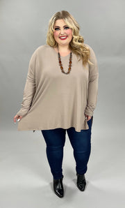 SALE! 38 SQ-A {Now & Zen} Ash Mocha Plus Size V-Neck Tunic PLUS SIZE 1X 2X 3X