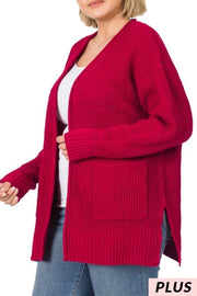 SALE! 57 OT-M {Leading Lady} BURGUNDY Waffle Knit Cardigan PLUS SIZE 1X 2X 3X