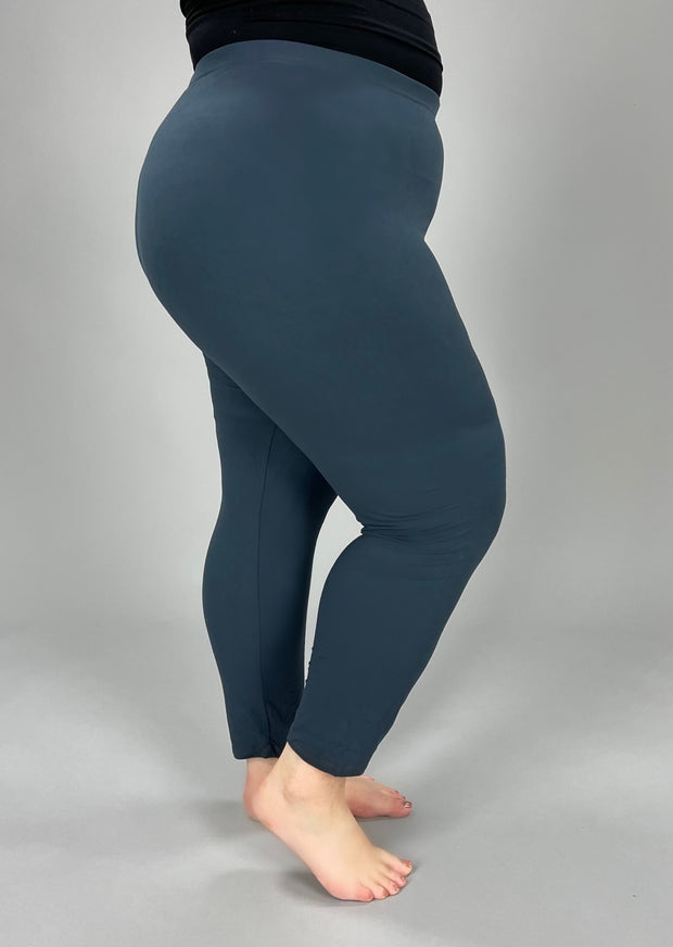 LEG-J {Pursuit Of Comfort} Charcoal Full Length Leggings EXTENDED PLUS SIZE 3X/5X