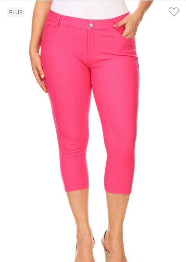 LEG-S {Fuchsia Revolution} Fuchsia Capri Jeggings PLUS SIZE 1X 2X 3X