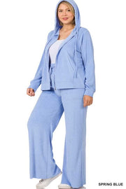 93 SET-E {Travel In Style} Spring Blue Jogging Set PLUS SIZE 1X 2X 3X