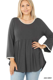 SALE! 18 SD {Appreciate The Elegance} Ash Grey Babydoll Top PLUS SIZE 1X 2X 3X